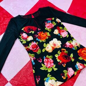 GUESS Floral Mesh Long Sleeve Blouse – Size Small